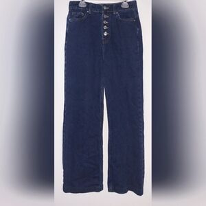 Forever 21  Women's Size 24 Button Fly Dark Wash Wide Leg Jeans EUC